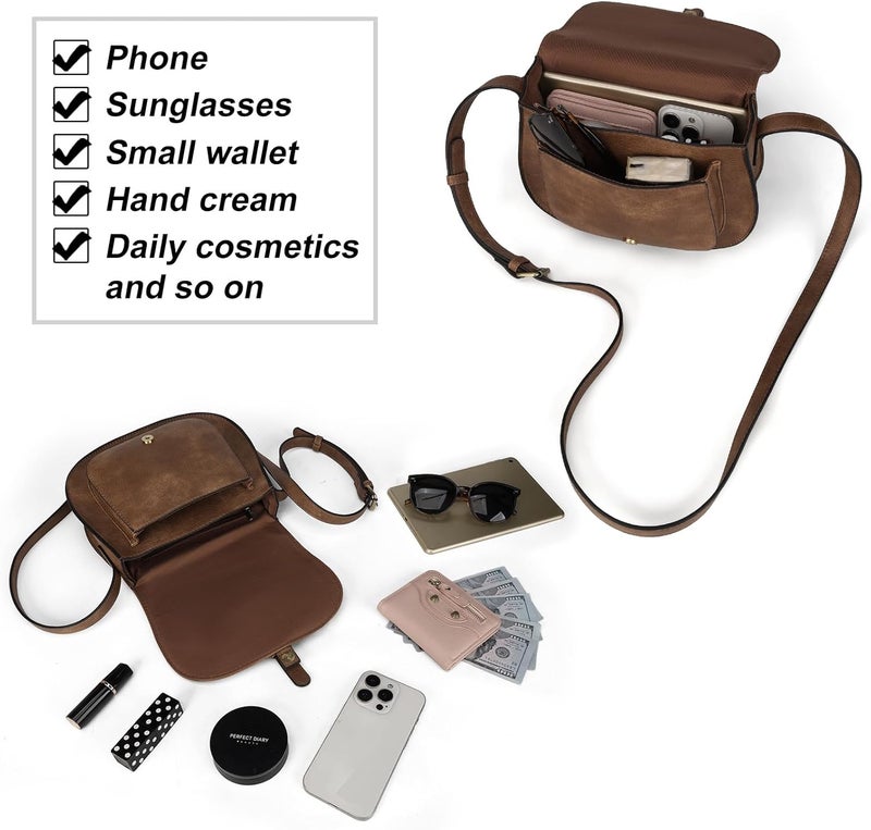 AFKOMST Crossbody Bags for Women,Small Saddle Purse and Boho Cross Body Handbags,Vegan Leather - Image 4